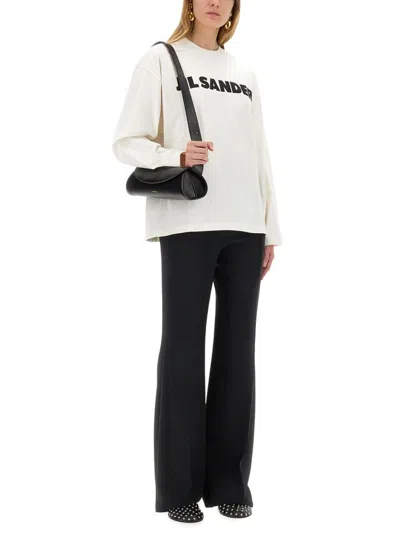 Jil Sander Crew Neck Long Sleeves T-shirt With Ribbed Collar And Printed Logo On The Front Clothing