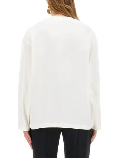 Jil Sander Crew Neck Long Sleeves T-shirt With Ribbed Collar And Printed Logo On The Front Clothing