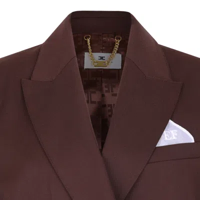Elisabetta Franchi Double-breasted Buttoned Blazer In Brown