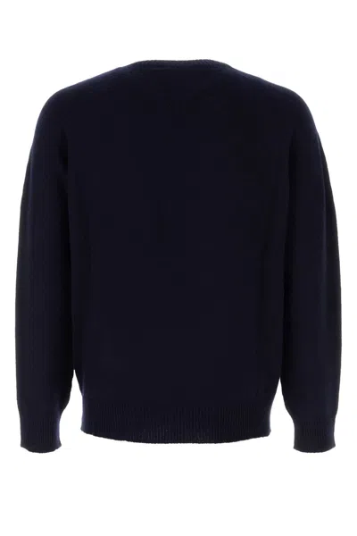 Jil Sander Oversize Wool Sweater With Longer Back And Slits In Blue