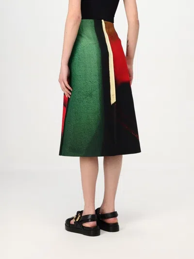 Jil Sander Printed Shiny Viscose Blend Midi Skirt In Black