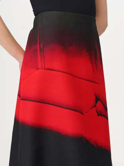 Jil Sander Printed Shiny Viscose Blend Midi Skirt In Black