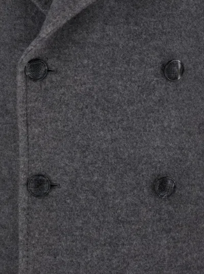 Tagliatore Grey Double Breasted Wool Coat