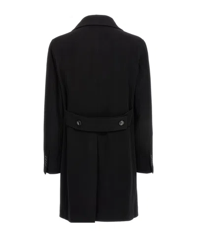 Tagliatore Black Double Breasted Buttoned Coat In Black