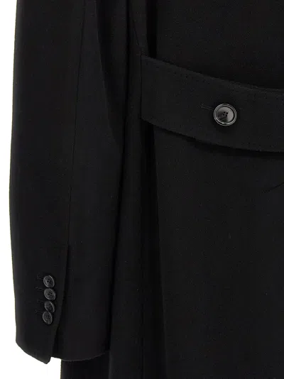 Tagliatore Black Double Breasted Buttoned Coat In Black