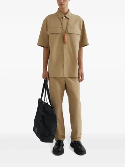 Jil Sander Pantalon Logo Bolsillo Marron In Neutral