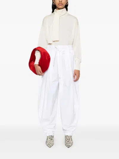 Jil Sander Pantalon Tablillas Ajustables Blanco In White