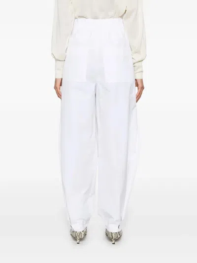 Jil Sander Pantalon Tablillas Ajustables Blanco In White