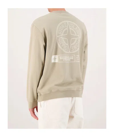 Stone Island Mens Desert Graphic-print Crewneck Cotton-jersey Sweatshirt In Neutral