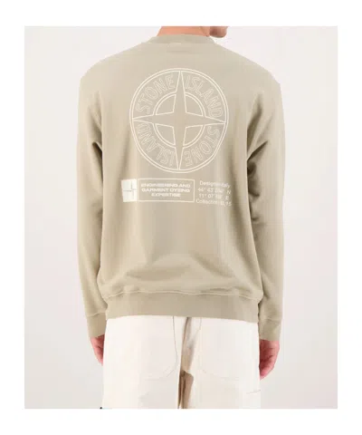 Stone Island Mens Desert Graphic-print Crewneck Cotton-jersey Sweatshirt In Neutral