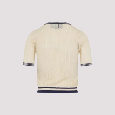 Valentino Embroidered Cardigan With Chest Pocket And Short Sleeves In Neutral