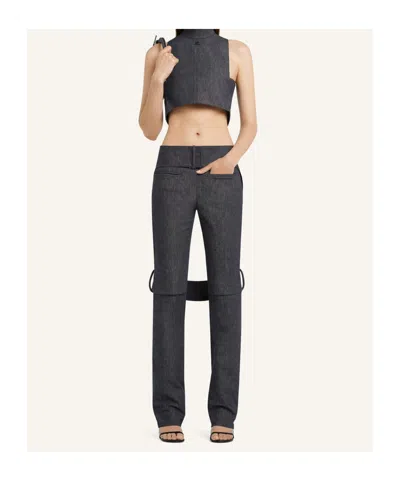 Courrèges Cut-out Detailing Trousers In Gray
