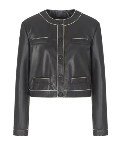 Emporio Armani Semi-aniline Lambskin Nappa Leather Jacket In Black