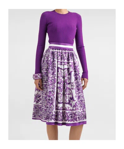 Dolce & Gabbana Long-sleeved Sweater In Purple