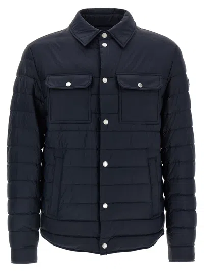 Hugo Boss Quilted Shirt-collar Padded Jacket In Blue