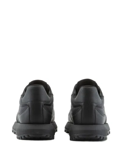 Emporio Armani Asv Recycled Nylon Sneakers With Regenerated Saffiano Details In Black