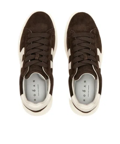 Hogan Suede Upper Sneakers With Rubber Sole In Brown