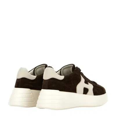 Hogan Suede Upper Sneakers With Rubber Sole In Brown