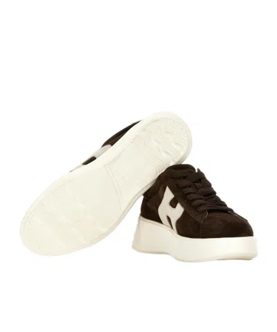 Hogan Suede Upper Sneakers With Rubber Sole In Brown