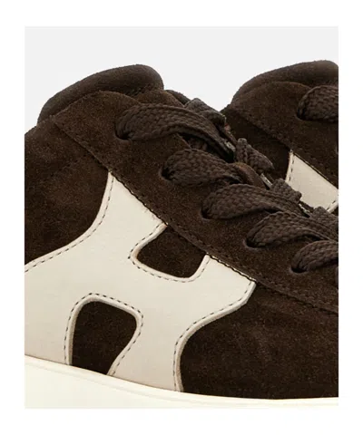 Hogan Suede Upper Sneakers With Rubber Sole In Brown