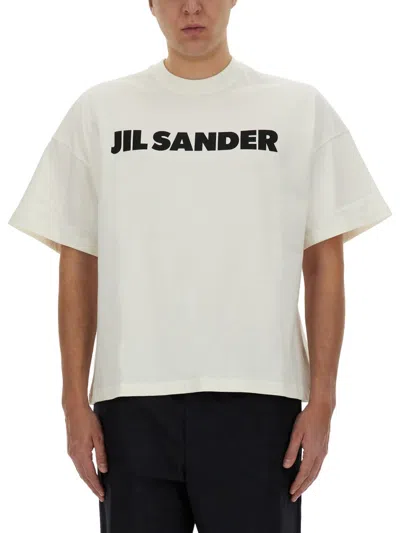 Jil Sander Logo T-shirt By . The Brand Presents A Minimalist Style That Is Appreciated Wor In White