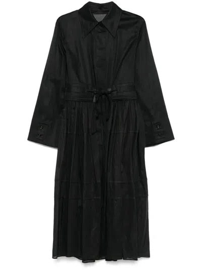 Jil Sander Vestido Cinturon Falda Plisada Negro