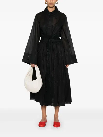 Jil Sander Vestido Cinturon Falda Plisada Negro