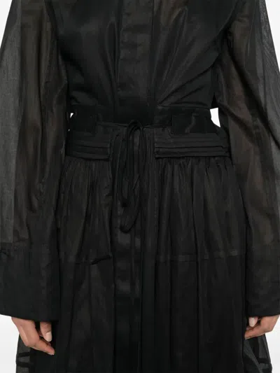 Jil Sander Vestido Cinturon Falda Plisada Negro