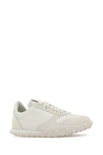 Jil Sander White Leather And Suede Moon Sneakers In Neutral