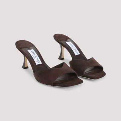 Jimmy Choo 70mm Skye Suede Heeled Sandals In Brown