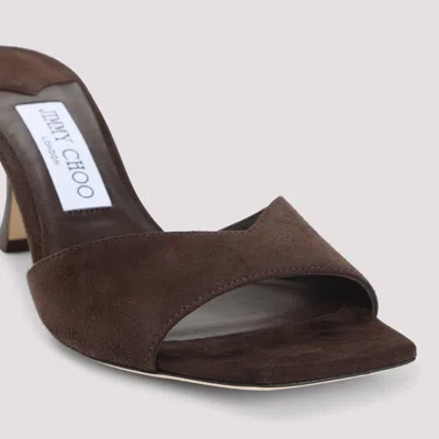 Jimmy Choo 70mm Skye Suede Heeled Sandals In Brown