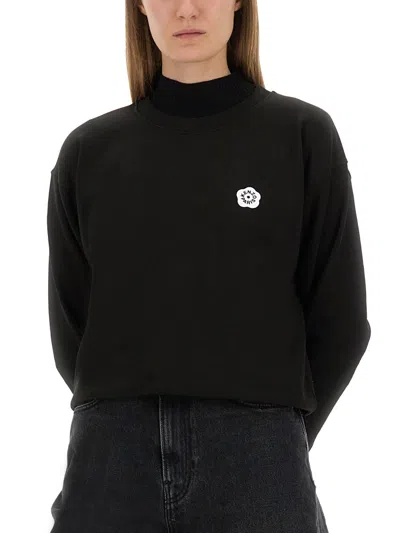 Kenzo Lightweight Tiger Sweatshirt Ribbed Cuffs In Black