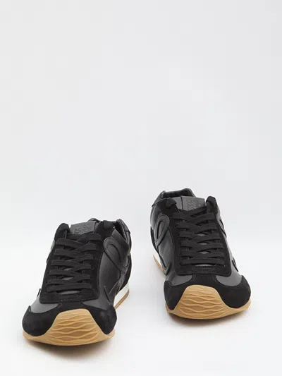 Loewe Ballet Runner 2.0 Suede-trimmed Leather Sneakers In Black