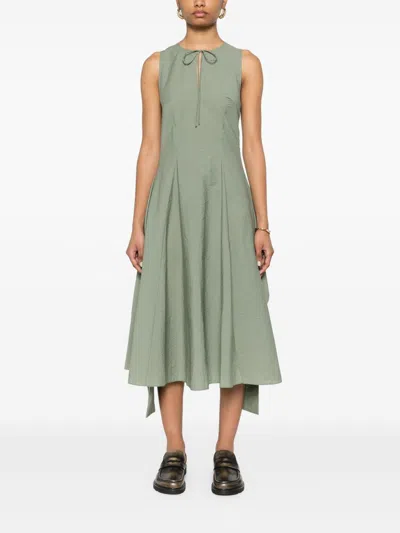 Loewe Cotton Blend Midi Dress In Gray