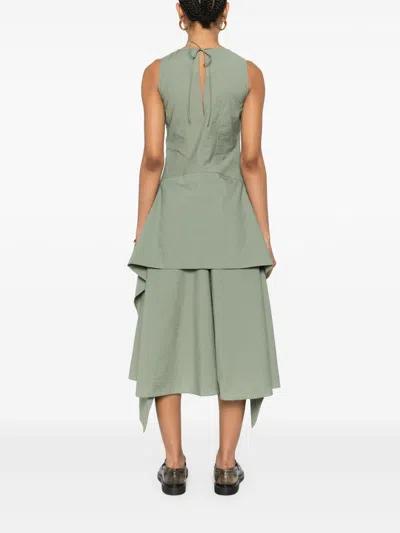 Loewe Cotton Blend Midi Dress In Gray