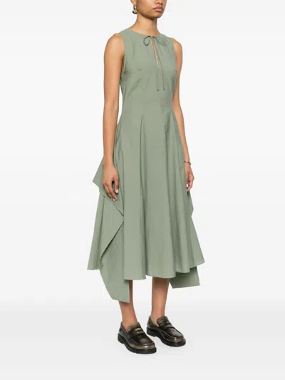 Loewe Cotton Blend Midi Dress In Gray