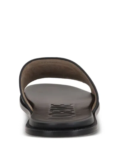 Loewe Black Anagram Flex Slides In Leather In Black