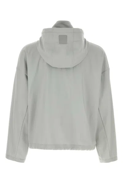 Loewe Twill Jacket With Hood And Drawstring In Gray