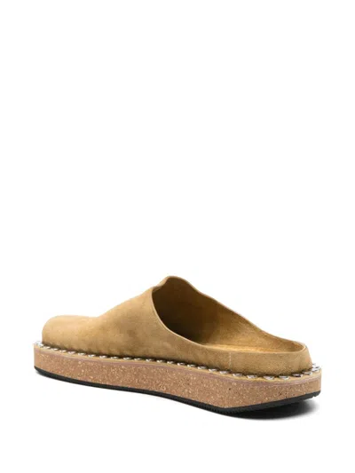 Loewe Rivet Suede Mules In Orange