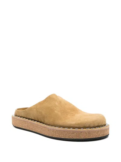 Loewe Rivet Suede Mules In Orange