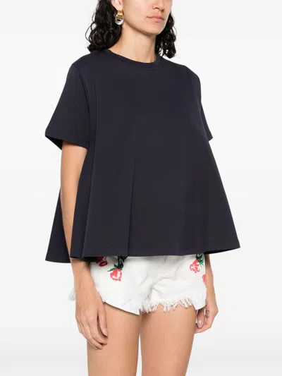 Loewe Cotton Crew Neck T-shirt With Flared Hem In Black