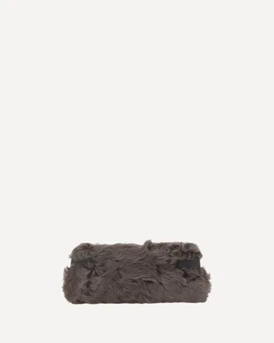Brunello Cucinelli Wavy Shearling Clutch Bag In Brown