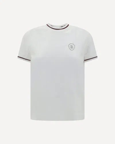 Brunello Cucinelli Embroidered-detail Cotton T-shirt In White