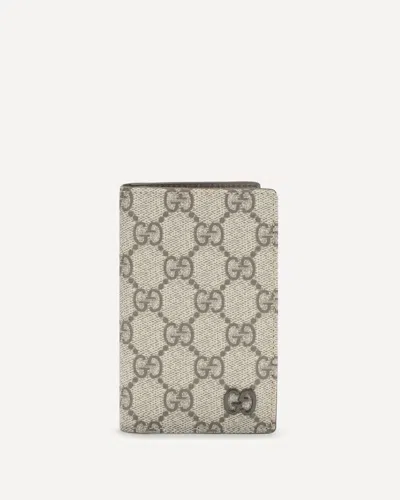 Gucci Beige Card Holder With All-over Gg Motif And Logo On The Front In Fabric Man In Brown