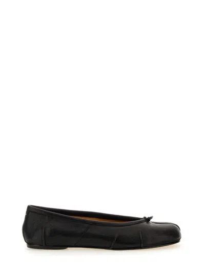 Maison Margiela Black Leather Tabi Ballerinas With Signature Detailing