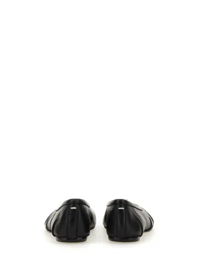 Maison Margiela Black Leather Tabi Ballerinas With Signature Detailing
