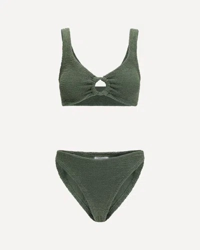 Hunza G 'julia' Green Bikini With Chunky Fixed Straps And Cut-out With Ring