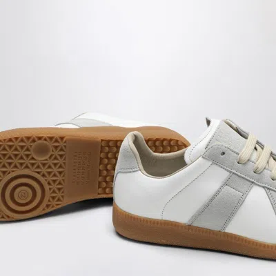 Maison Margiela Women Replica Low-top Leather Sneakers With Suede Inserts In White