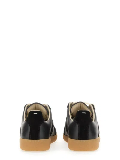 Maison Margiela Two-tone Leather And Suede Replica Sneakers In Black