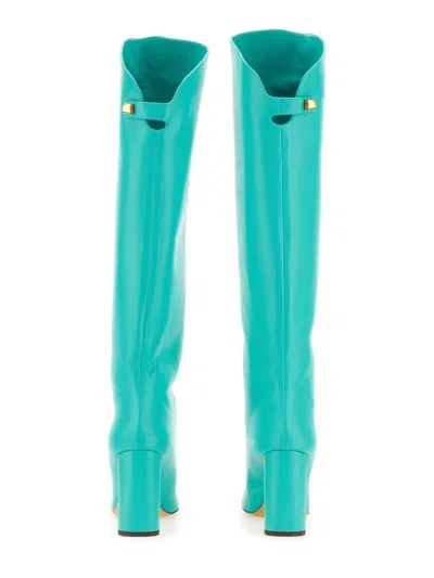 Maison Skorpios Adriana High Heels Boots In Green Leather